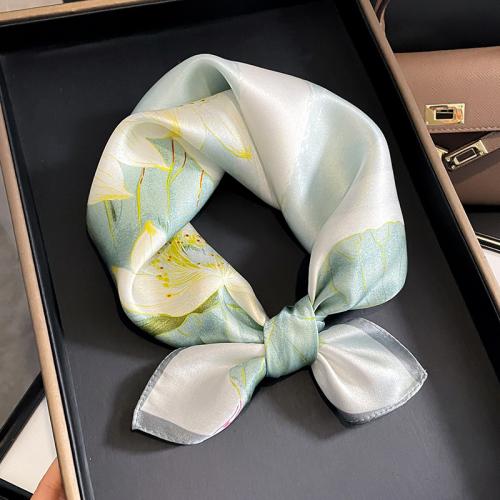 Real Silk Easy Matching Square Scarf for women printed floral green PC