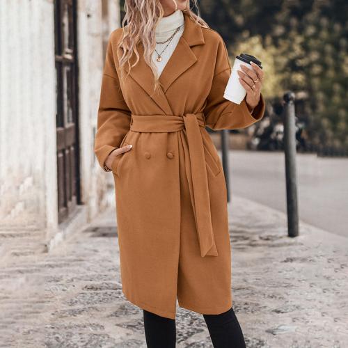 Polyester Women Overcoat slimming camel PC