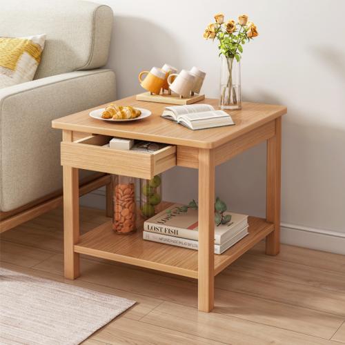 Sofa side cabinet small coffee table living room small table simple modern square table double-layer storage rack