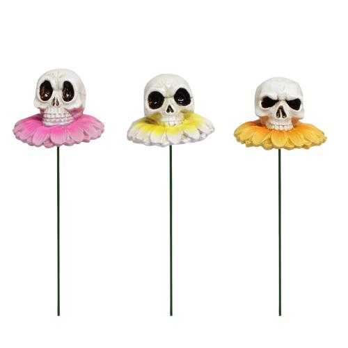 New Halloween Skull Worm Skull Sculpture Flower Pot Plug-in Garden Decoration Resin Plug-in Ornaments