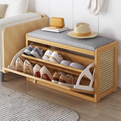 Fiberboard met gemiddelde dichtheid & Moso Bamboe Schoenen Rack Organizer Donkerbruin stuk