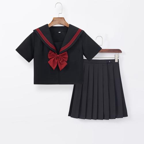 Polyester Zweiteiliges Kleid Set, Schwarz,  Festgelegt