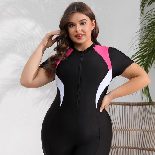 Plus size one-piece zipper sports swimsuit women's long-sleeved surfing swimsuit