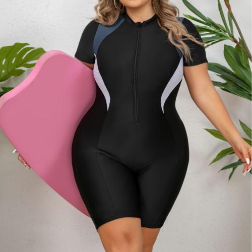 Plus size one-piece zipper sports swimsuit women's long-sleeved surfing swimsuit