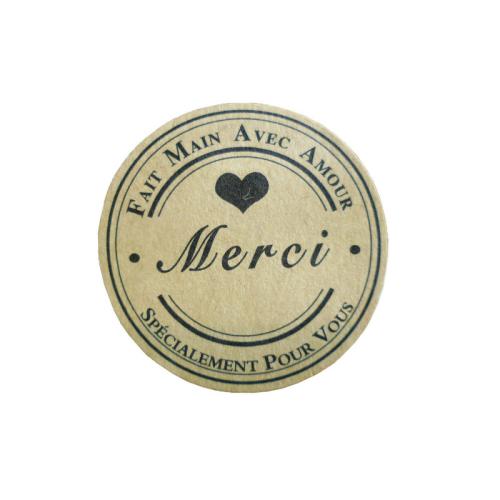 12 pieces round black heart Merci adhesive sticker sealing sticker baking packaging biscuit box bag decorative sticker