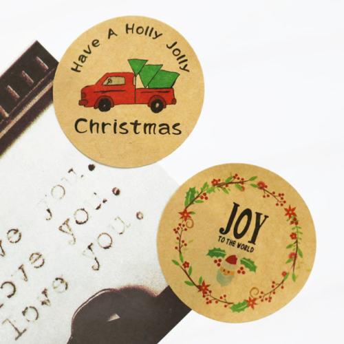 Christmas New Creative Cartoon Stickers Small Truck Kraft Paper Adhesive Sealing Stickers 12 Price