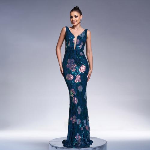 High-end Elegant Sexy Sleeveless V-neck Sequin Banquet Evening Dress Bridesmaid Dress