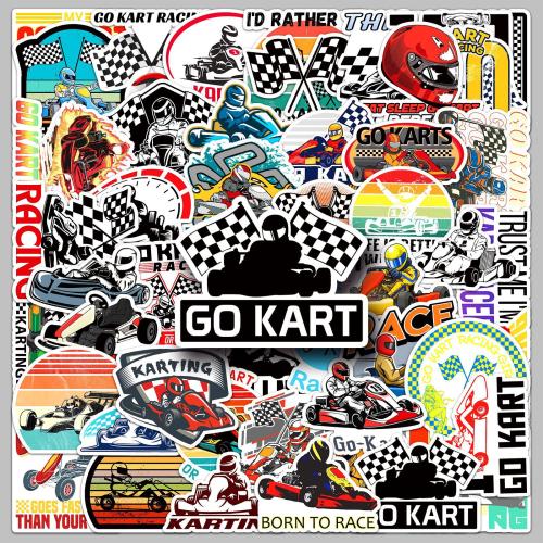 50 Kart Stickers Small Racing Karting Cartoon Graffiti Waterproof Decorative Water Cup Sticker