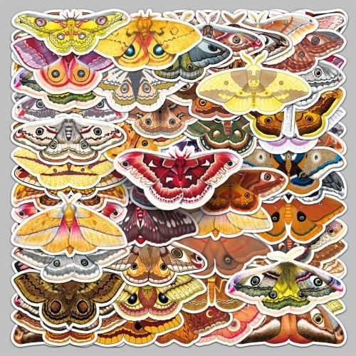 50 Moth Stickers Insect Cartoon Color Graffiti Creative Waterproof Decoration Stickers