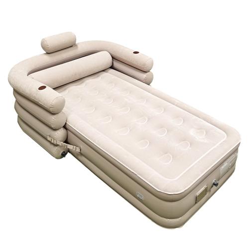 Beflockung Stoff PVC Aufblasbare Bettmatratze, Beige,  Stück