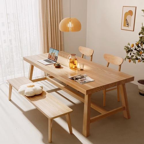 Nordic Style Solid Wood Leg Dining Table Modern Simple Light Luxury Rectangular Table and Chair Combination