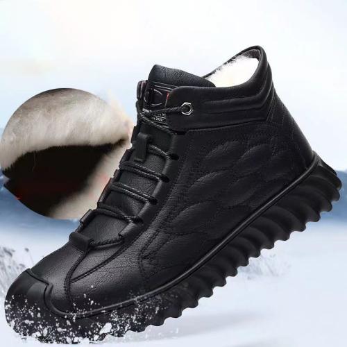 PVC & PU Leather Men Casual Shoes fleece & thermal Solid Pair