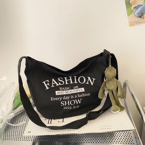 Letter Thickened Washed Canvas Bag Women's Fashion Tote Bag Large Capacity