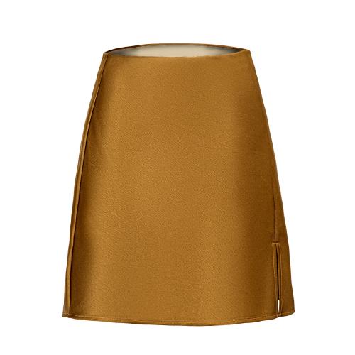 Solid color satin split skirt high waist elastic sexy A-line skirt