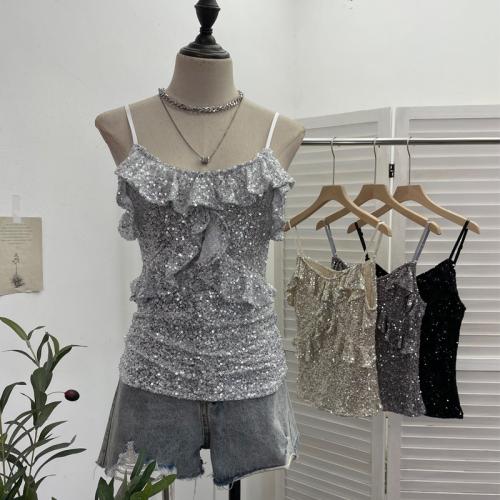 Sequin All-match Elastic Camisole Slim-fit Hot Girls Sleeveless Top