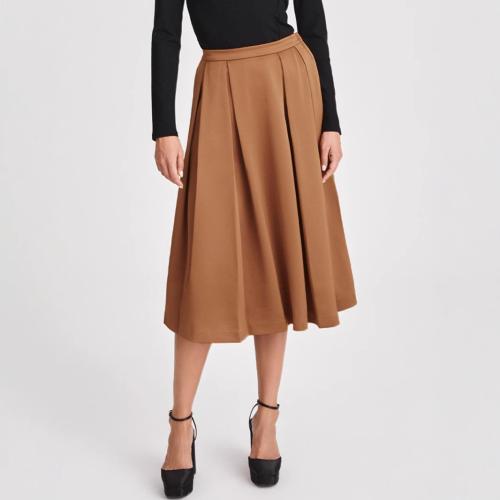 Pleated Skirt High Waist Zipper Large Swing Skirt Elegant Mid-length Skirt