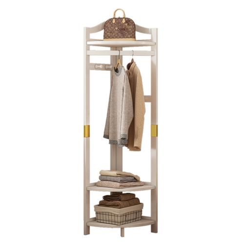 Solid wood corner coat rack a batch of bedroom floor hangers household clothes rack room space-saving