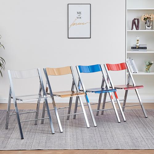 Thickened Acrylic Folding Chair Home Backrest Dining Chair Modern Simple Casual Transparent Chair