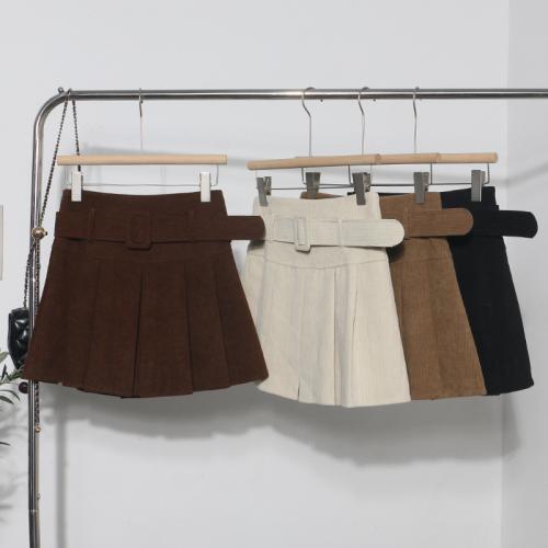 Corduroy bust skirt autumn and winter new high waist pleated skirt A-line skirt