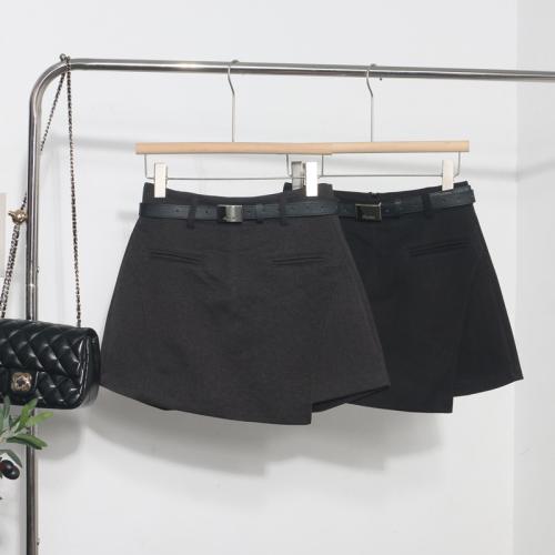 High waist pants skirt women's autumn and winter wool A- shaped wide leg short pants with belt