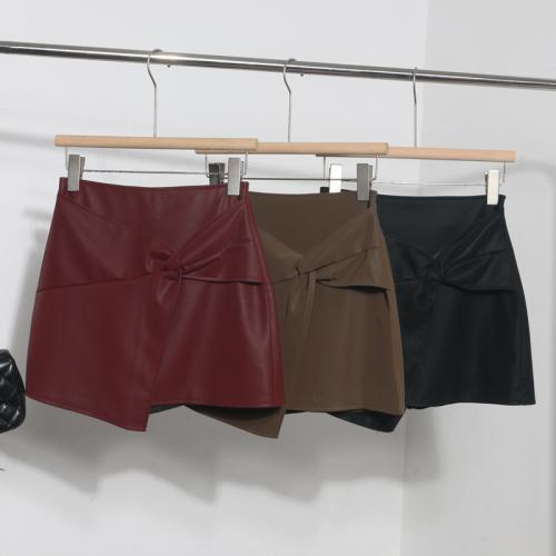 High waist irregular hip skirt autumn and winter pu leather skirt anti-slip skirt