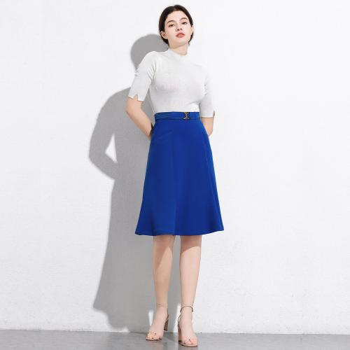 Clain Blue Office high-grade straight skirt irregular elastic high waist A-line slimming skirt