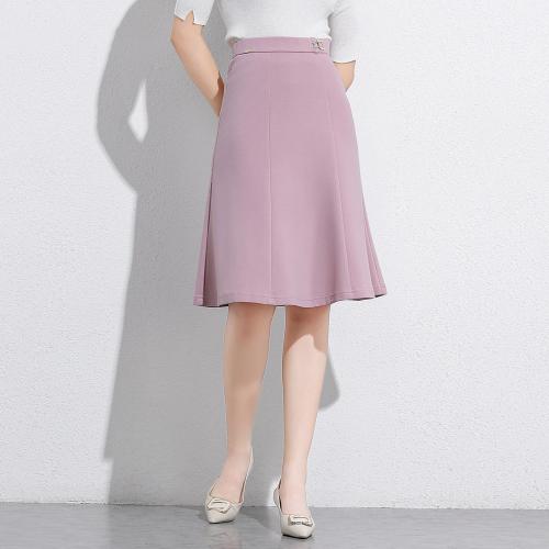 New lotus pink fishtail skirt high waist A-Line hip-wrapped elegant mid-length skirt