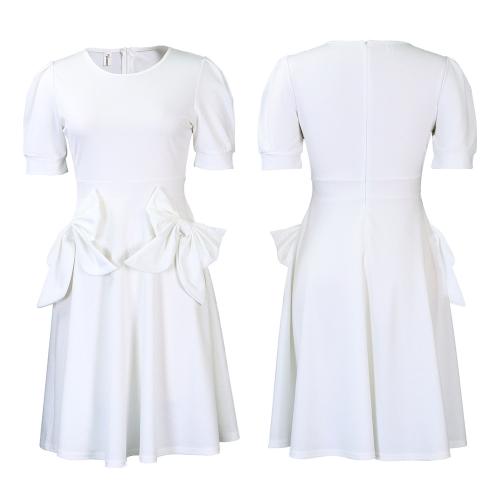 Large size women's  summer new fashion elegant solid color short sleeve dress