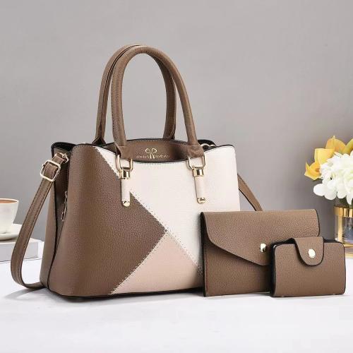 Three-piece women's bag large-capacity handbag women's bag new stitching color shoulder bag