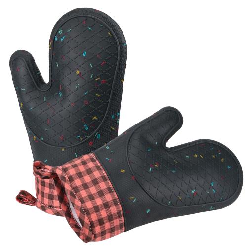 Nordic Style Kitchen Oven Gloves Silicone Baking Gloves Creative Stitching Heat Insulation Gloves