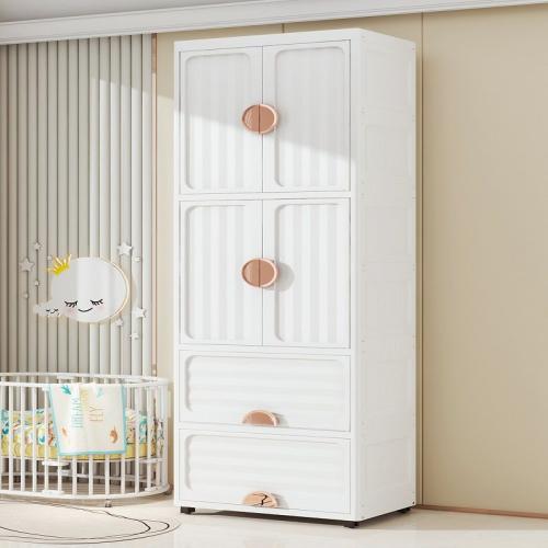 65CM wide flip storage cabinet thickened baby clothes plastic household double door wardrobe