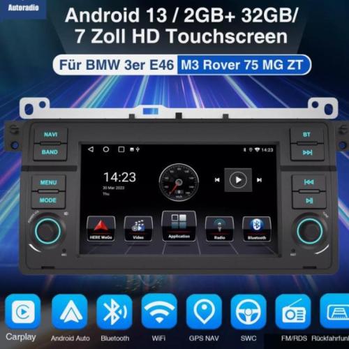 Android 13 Apple Carplay Car Stereo GPS RDS WiFi for BMW 3 Series E46 M3 Rover 75 MGZT