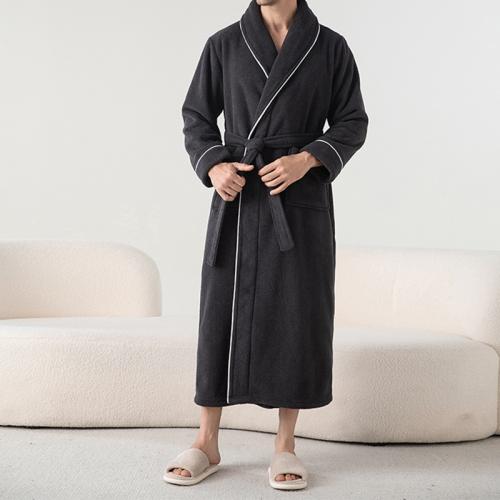 Pajamas Velvet Long Bathrobe fleece-lined Thickened Nightgown Autumn and Winter Bathrobe