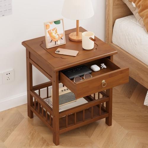 Bedside Table Simple Small Bedroom Bedside Cabinet Room Storage Rack Bamboo Solid Wood Narrow Cabinet