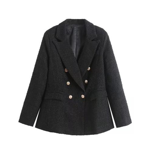 New Women's  Texture Double-breasted Mid-length Suit Jacket