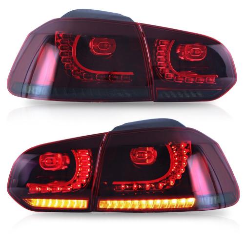 PAIR RIGHT LEFT LED TAIL LIGHTS FOR VW GOLF MK6 GTI R 2008-2013 RED SMOKED REAR