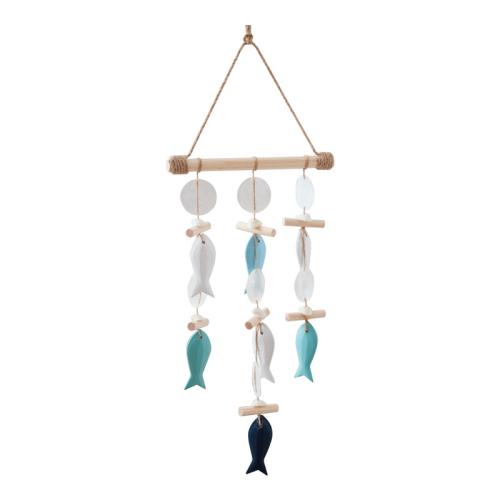 Mediterranean style wall decoration solid wood hemp rope wind chimes Nordic decoration