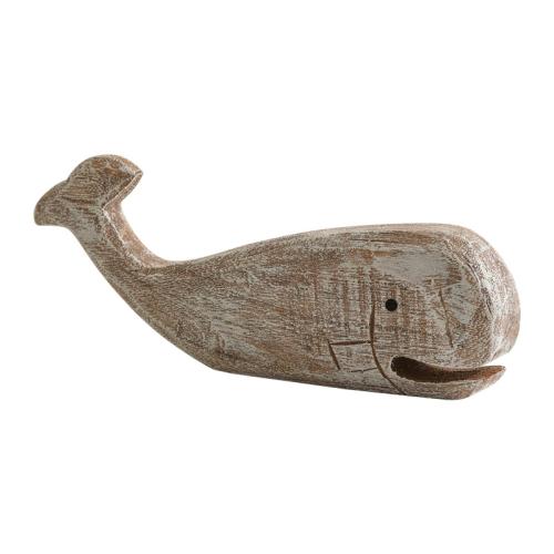 Ocean Style Solid Wood Hand-carved Whale Ornaments Mediterranean Desktop Decoration