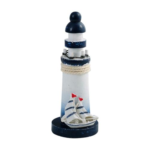 13cm Ocean Wooden Mini Lighthouse Mediterranean Style Crafts Ornaments Seaside Souvenirs