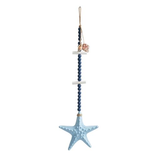 Mediterranean Style Wooden Blue and White Sea Star Creative Wall Decorations Hanging Ornaments