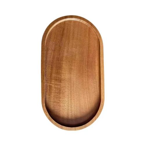 Acacia wooden tray rectangular plate insulated solid wood pattern plate oval bread plate