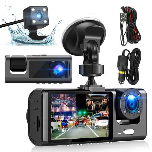 HD 1080P Dual Lens Car Dash Cam Front/Rear/Inside Video Recorder Camera G-Sensor