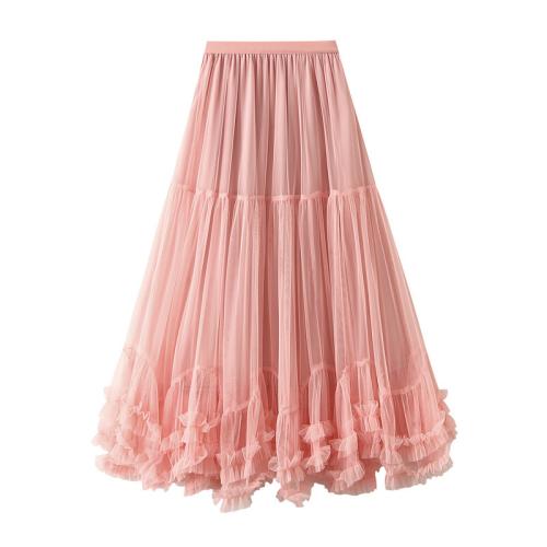 Fashion Mesh Skirt Sweet Fungus Lace A- Shaped Large Swing Tutu Skirt