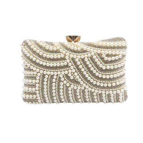 PVC & Plastic Pearl Evening Party Clutch Bag attached with hanging strap & with rhinestone Rhinestone Solid PC