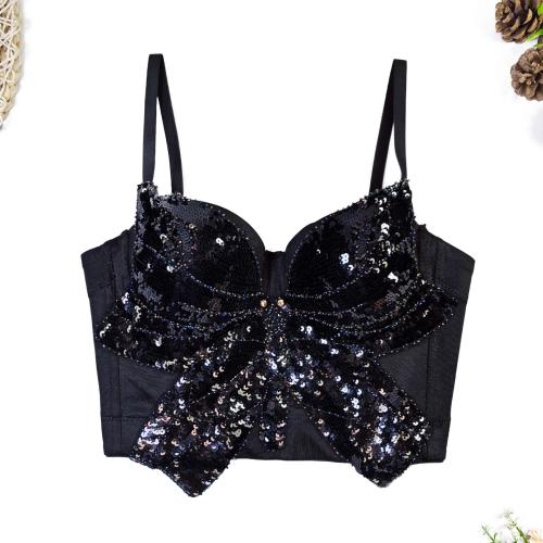 Black Bead Design High-end Fishbone Bra Small Camisole