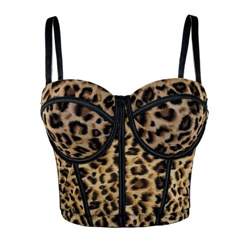 Leopard-print Spice Girl Small Top Small Sling High-end Outer Wear Camisole