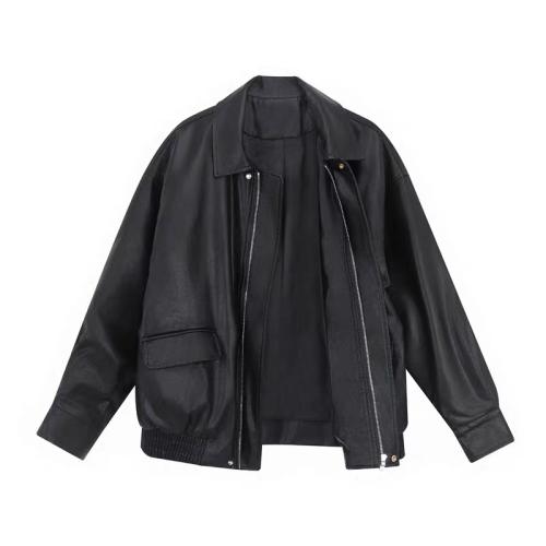 Leather Coat Cool Wear Windproof Loose Vintage Rider Jacket