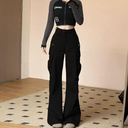 High Waist Straight Tooling Pants Women's Summer Thin Slimming Casual Wide Leg Pants