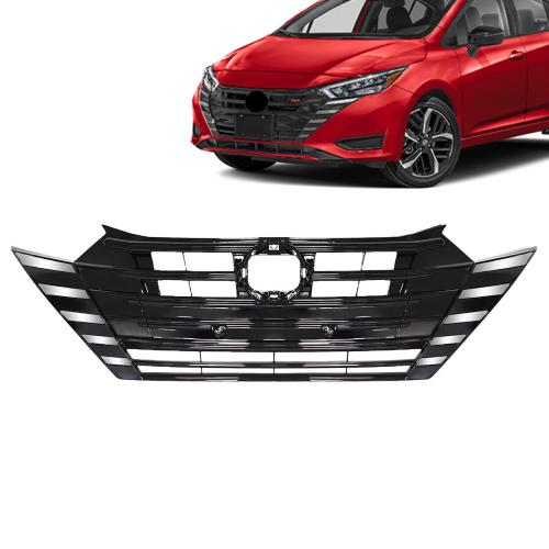 Front Upper Bumper Grille Assembly W/O Emlbem For 2023 2024 2025 Nissan Versa