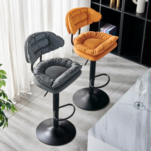 Bar Chair Modern Simple High Chair Rotating Lifting Household High Stool with Backrest